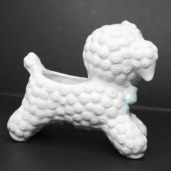 Vintage Napco Curly Lamb Ceramic Planter Pot #598 Kitchy 60s Home Decor Pastel - Picture 4 of 12